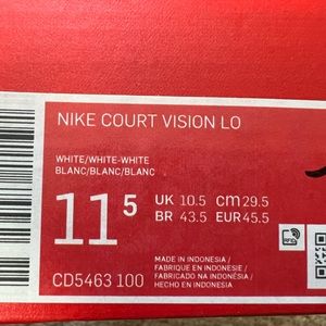 Nike Court Vision Low Men's White/White Leather Sneakers CD5463-100 Shoes 11.5